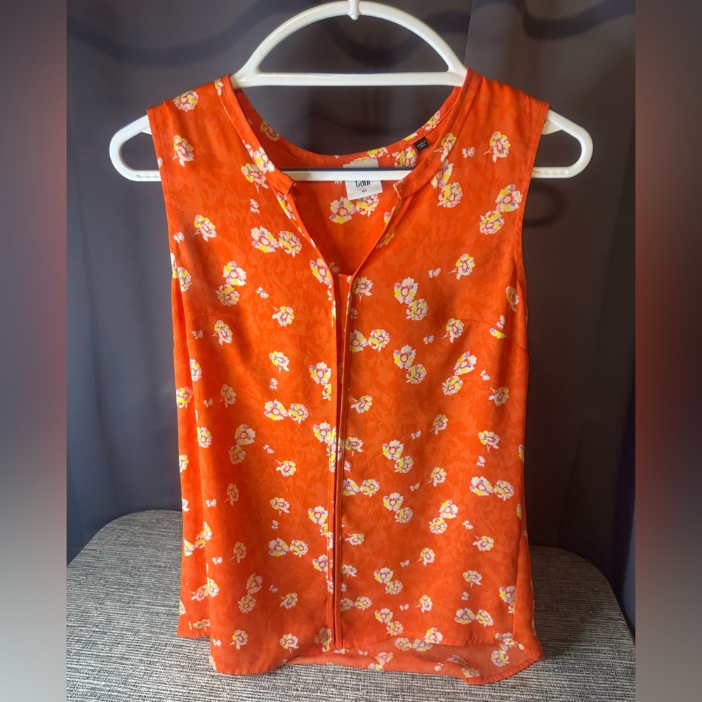 CAbi Orange Floral Sleeveless Camisole
